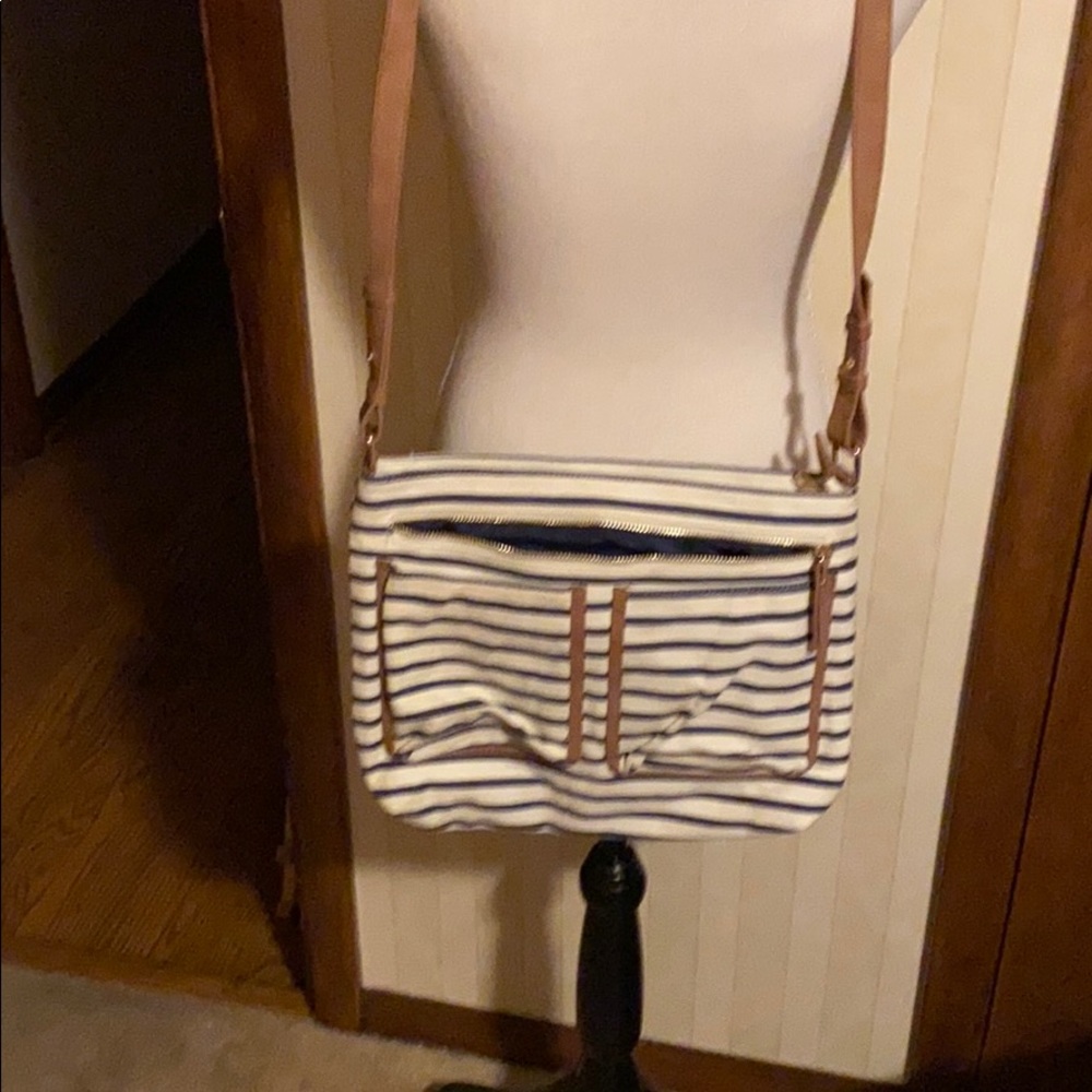 Navy Striped Canvas Bag